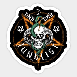 JUNGLIST  - DNB Halloween Skull & Pentagram (white/orange) Sticker